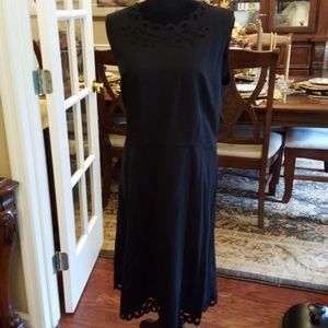 Talbots black fit & flare dress lace accent Sleeveless Stretch size 16P …New